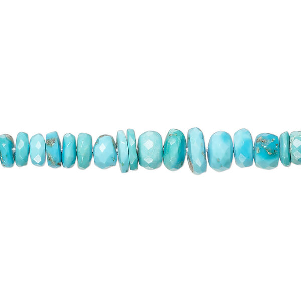 Turquoise 1pkg1, faceted uneven rondelle bead 17 inch graduated 4x2mm-6x4mm image number 0