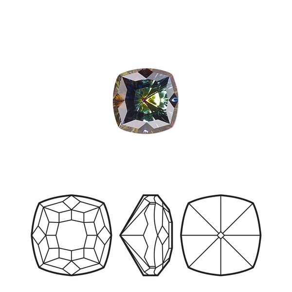 Fancy stone 2pk crystal vitrail medium foil back, Crystal Passions® 10mm magical square 4460 image number 0