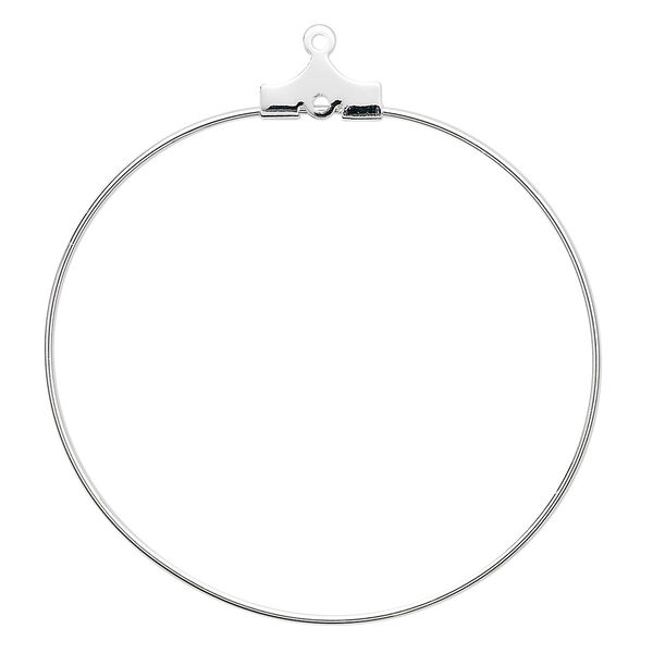Beading hoop, silver-plated brass, 40mm round with loop. Sold per pkg of 100. image number 0