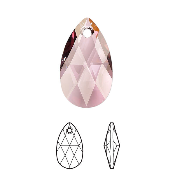 Drop 1pk crystal antique pink, Crystal Passions® 22x13mm pendant pear 6106 image number 0
