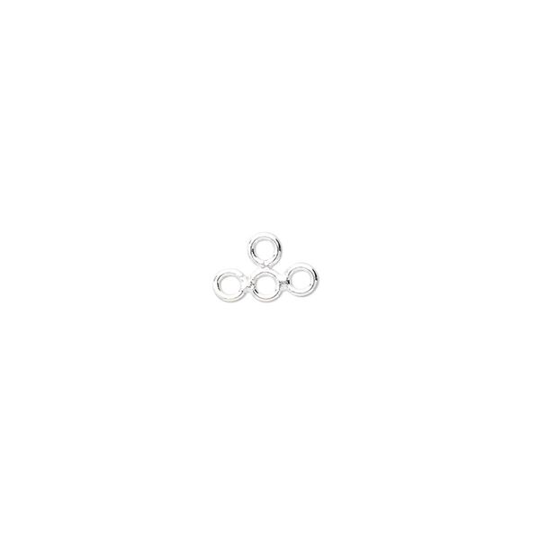 Finding, sterling silver, cluster, 9x6mm 4-ring. Sold per pkg of 10. image number 0