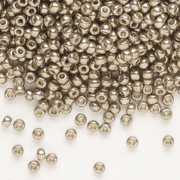 Seed bead, Miyuki, glass, pkg/250g, #8 rocaille, Duracoat® opaque galvanized pewter, (RR-4222). image number 0