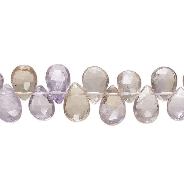 Amethyst / citrine 1pkg1, hand-cut top-drilled faceted puffed teardrop bead 8 inch 7x4mm-9x6mm image number 0