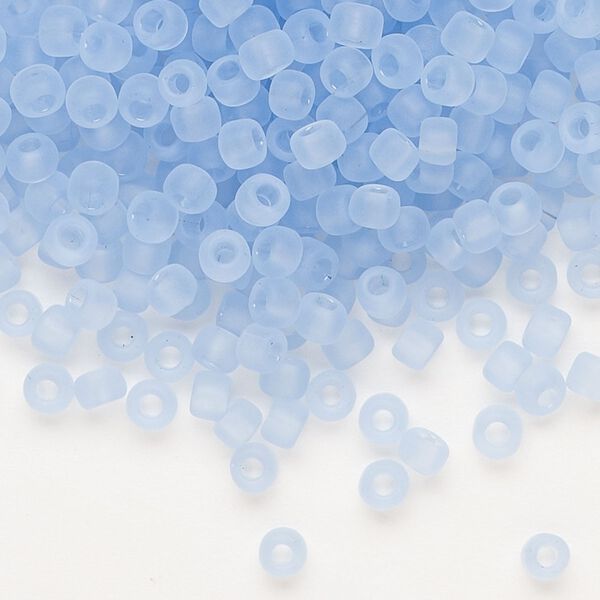 Seed bead, Dyna-Mites™, glass, transparent matte pale blue, #6 round. Sold per 40-gram pkg. image number 0