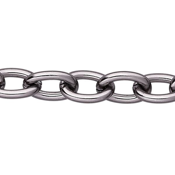 Chain, anodized aluminum, gunmetal, 11mm cable. Sold per pkg of 5 feet. image number 0