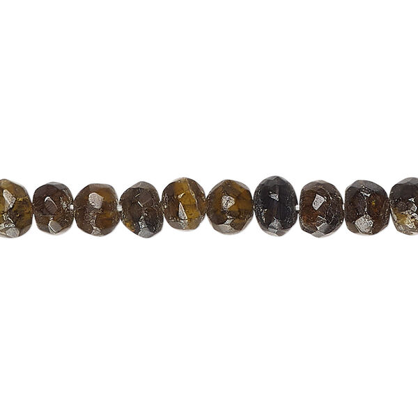 Brown tourmaline 1pkg1, hand-cut faceted pebble bead natural 14 inch small image number 0