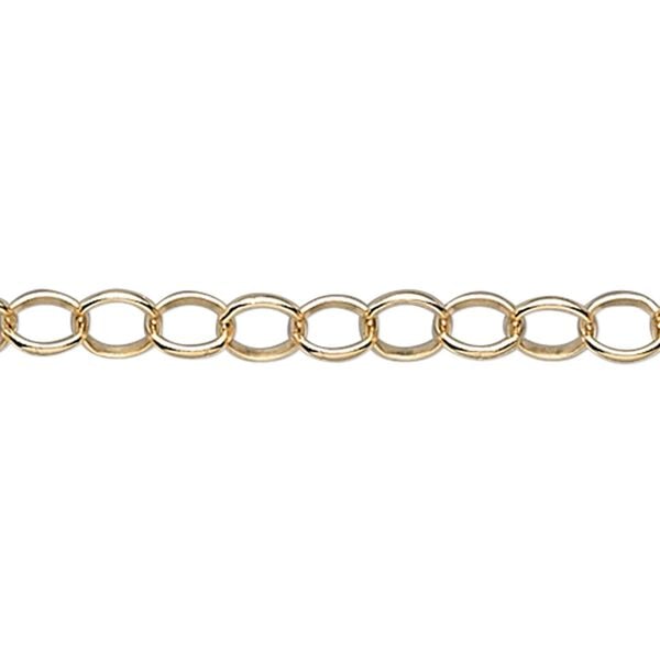 Chain, 14Kt gold-filled, 2.5mm rolo. Sold per pkg of 5 feet. image number 0