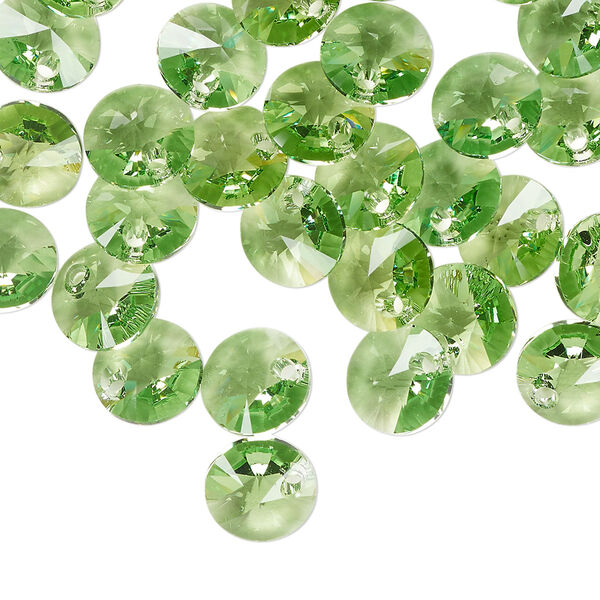 Drop 144pk peridot, Swarovski® ReCreated™ 8mm pendant mini disk 6428 image number 1