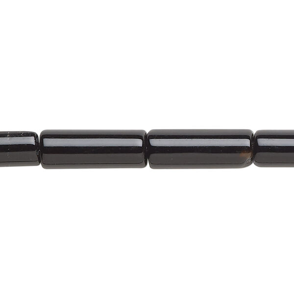 Bead, black agate (dyed), 15x6mm-16x7mm round tube, C grade, Mohs hardness 6-1/2 to 7. Sold per 15-inch strand. image number 0