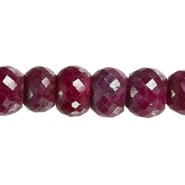 Indian ruby 1pkg1, hand-cut faceted rondelle bead 14 inch 10x8mm-13x9mm image number 0