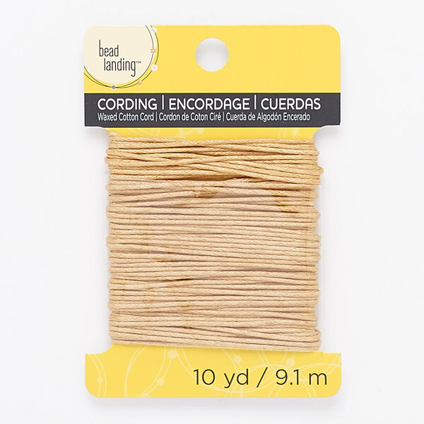 Cord, Bead Landing™, waxed cotton, light orange, 1mm. Sold per pkg of 10 yards. image number 0