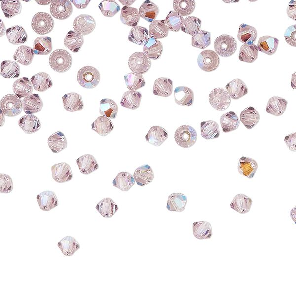 Bead 48pk light amethyst glitter, Preciosa Czech crystal 3mm bicone image number 0