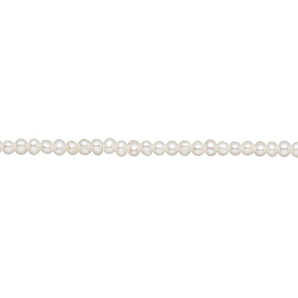 Pearl, cultured freshwater (bleached), white, 2-2.4mm seed, A- grade, Mohs hardness 2-1/2 to 4. Sold per 10-inch strand, approximately 140 beads. image number 0