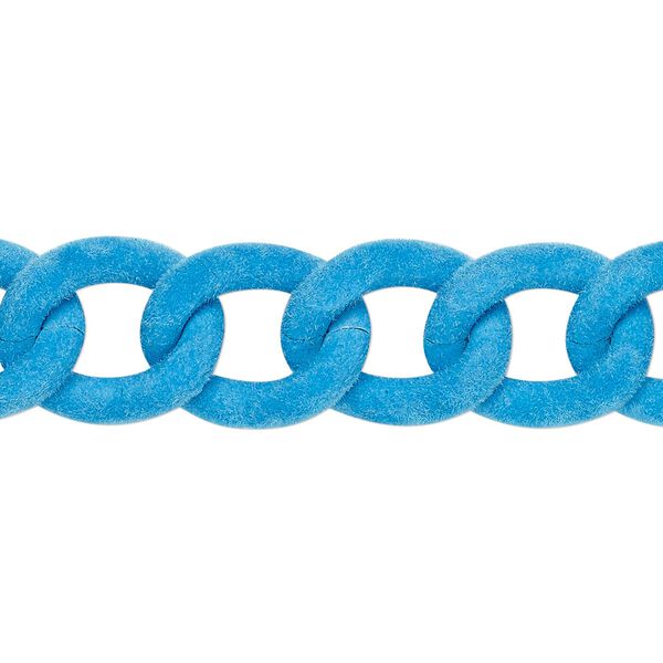Chain, aluminum, flocked light blue, 13mm curb. Sold per pkg of 24 inches. image number 0