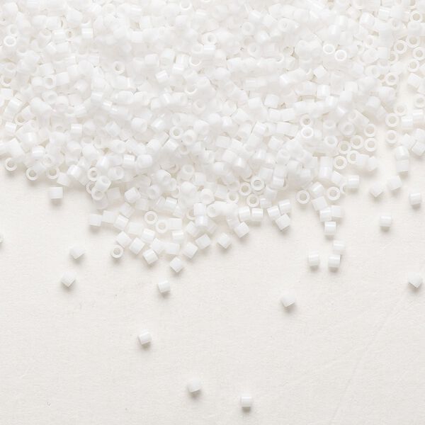 Seed bead, Delica®, glass, pkg/50g, #15 round, opaque white (DBS-0200). image number 0