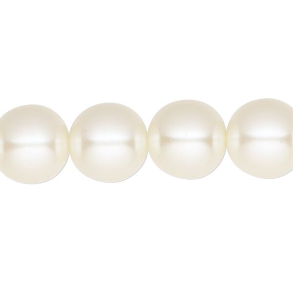 Bead, acrylic pearl, opaque cream, 11-12mm round with 0.7mm hole. Sold per 28-inch strand. image number 0