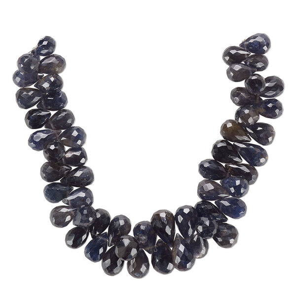 Iolite 1pkg1, hand-cut top-drilled faceted teardrop bead natural 8 inch graduated 12x8mm-16x9mm image number 0