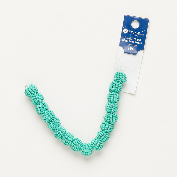 Bead, acrylic and coated glass, opaque clear and turquoise blue, 12-14mm round. Sold per 7-inch strand. image number 0