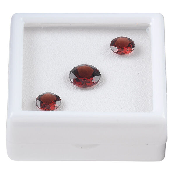 Garnet 1pkg3, hand-cut faceted round gem natural A grade, 8mm / 10mm image number 0