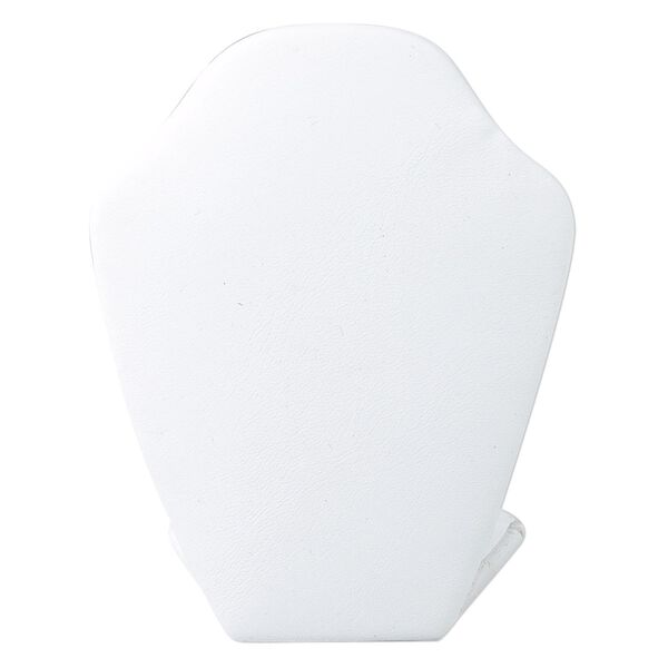Display, necklace, leatherette, white, 4 x 3 x 1-1/2 inches, VELCRO®-style tab on back with adjustable angle. Sold individually. image number 0