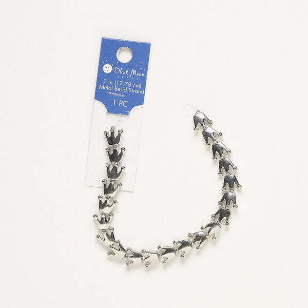 Bead, silver-finished "pewter" (zinc-based alloy), 11x9mm crown. Sold per 7-inch strand. image number 0