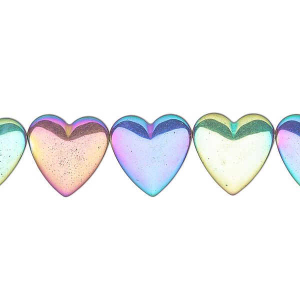 Hemalyke™ 1pkg1, electroplated side-drilled heart bead 15.5-16 inch 12mm image number 0