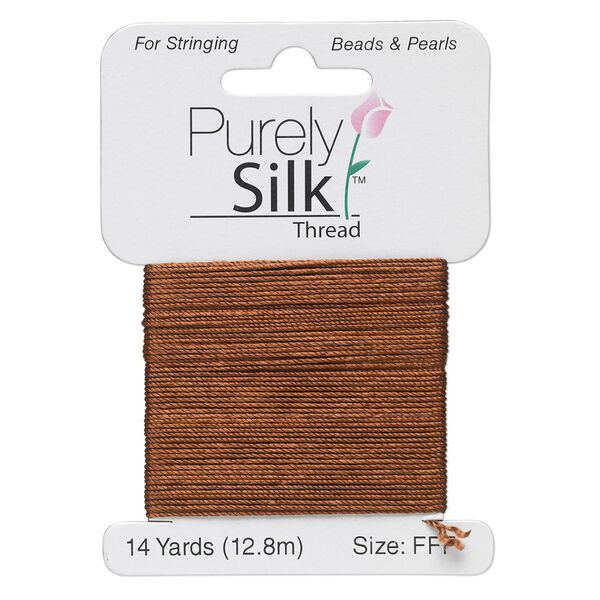 Thread, Purely Silk™, brown, size FFF. Sold per 14-yard card. image number 0