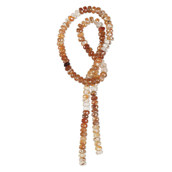 Multi-zircon 1pkg1, hand-cut faceted rondelle bead B- grade, shaded white / orange / brown 14 inch 4x2mm-6x4mm image number 0