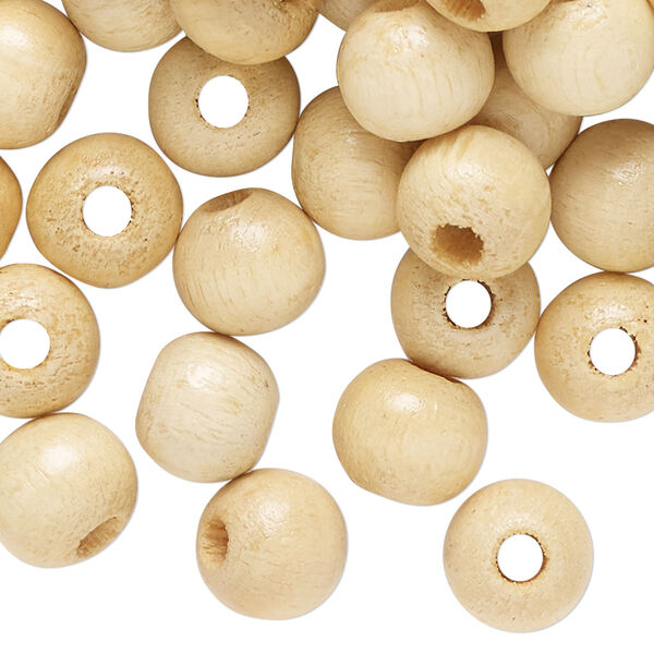 Bead, wood (waxed), light, 10mm round. Sold per 3-ounce pkg, approximately 385 beads. image number 0