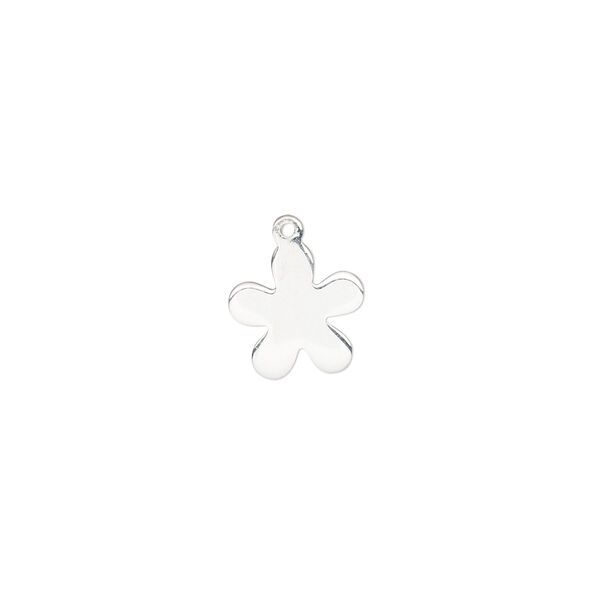 Charm, sterling silver, 10mm single-sided flower. Sold individually. image number 0