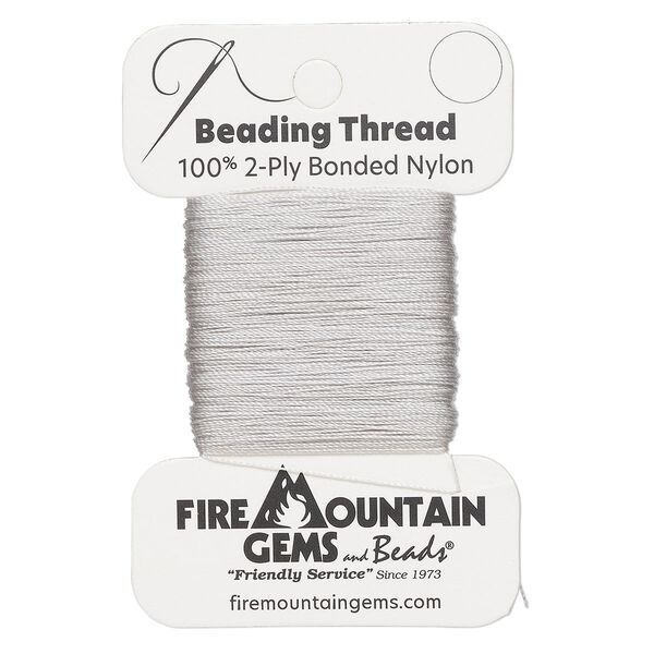 Thread, nylon, light grey, size AA. Sold per 50-yard card. image number 0