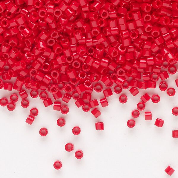 Seed bead, Delica®, glass, pkg/250g, #10 round, opaque red (DBM-0723). image number 0