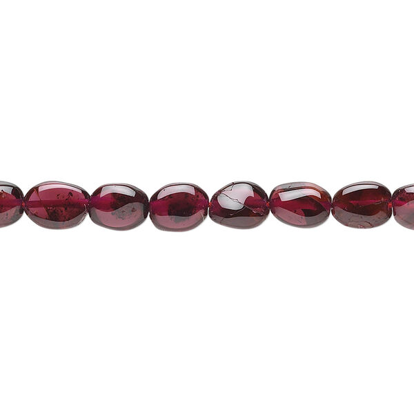 Garnet 1pkg1, hand-cut oval bead 15.5-16 inch 8x6mm image number 0