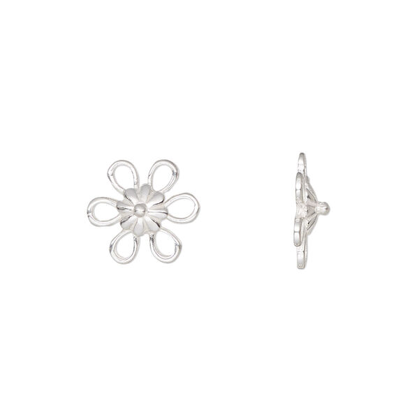 Link, JBB Findings, sterling silver, 11mm flower with 6 loops. Sold per pkg of 2. image number 0
