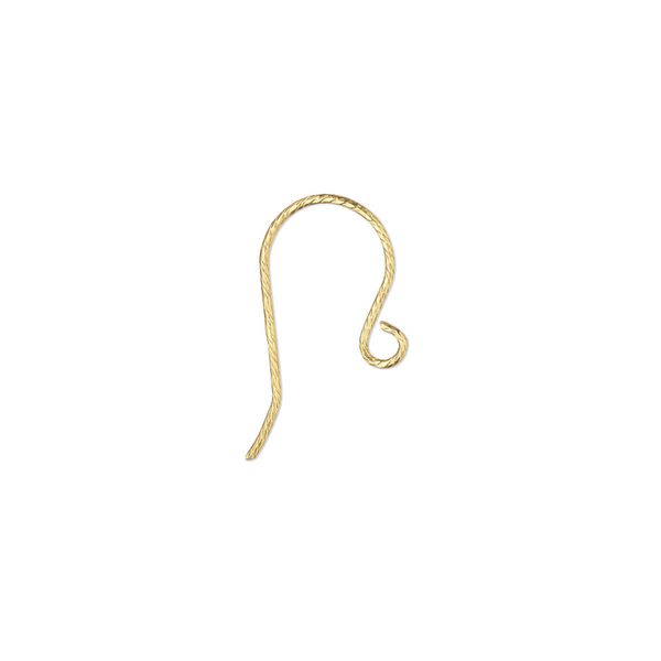 Ear wire fishhook 1pkg2 sterling silver, 12.5mm diamond-cut / open loop, 21 gauge "vermeil" 1 pair image number 0