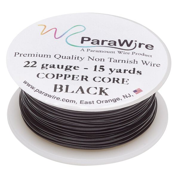 Wire, ParaWire™, black enamel copper, round, 22 gauge. Sold per 15-yard spool. image number 0