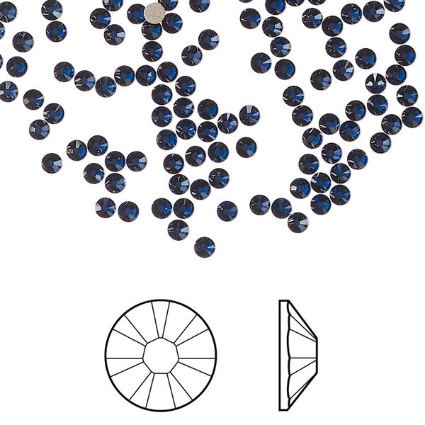 Flat back 1440pk dark sapphire foil back, Swarovski® ReCreated™ 2.1-2.3mm XILION rose round SS7 2058 image number 0