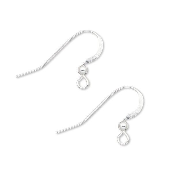 Ear wire fishhook 1pkg200 sterling silver-filled, 16mm flat / 2.5mm ball / open loop, 23 gauge 100 pair image number 0