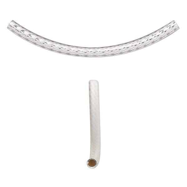 Bead, silver-plated brass, 51x13mm diamond-cut curved tube. Sold per pkg of 2. image number 0