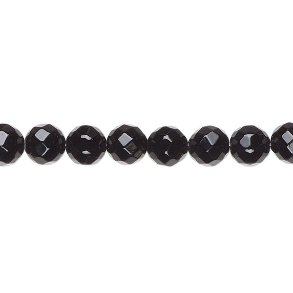 Black onyx 1pkg1, faceted round bead 15.5-16 inch 6mm image number 0