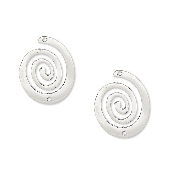 Link, sterling silver, 17x14mm spiral. Sold per pkg of 2. image number 0