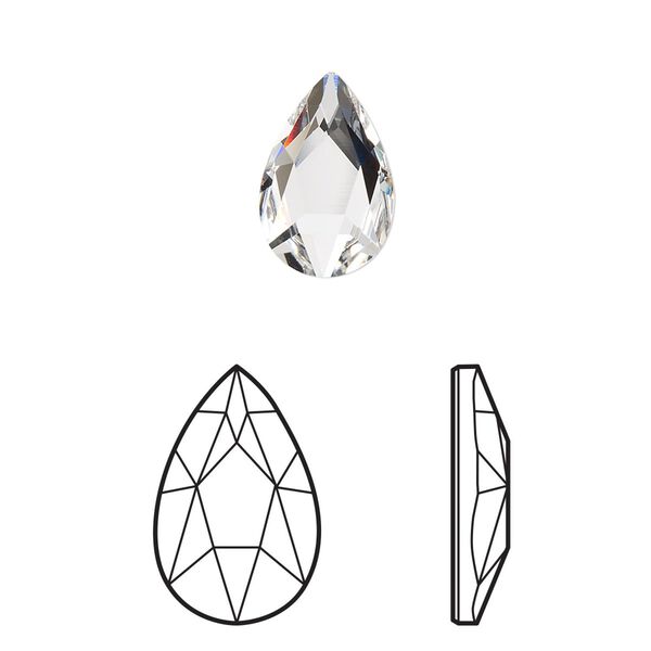 Flat back 6pk crystal foil back, Crystal Passions® 14x9mm pear 2303 image number 0