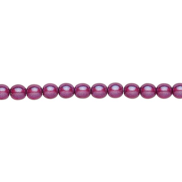 Bead, Czech pressed glass, pearlized purple, 4mm round. Sold per 15-1/2" to 16" strand, approximately 100 beads. image number 0