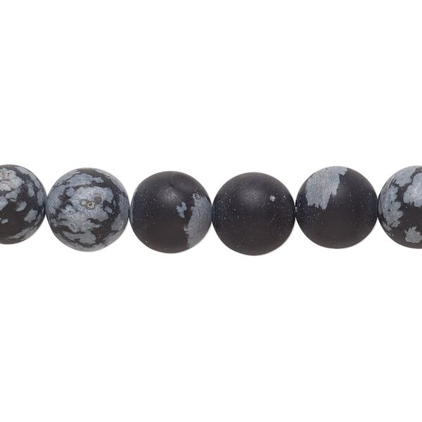Snowflake obsidian 1pkg1, matte round bead natural 8 inch 8mm image number 0