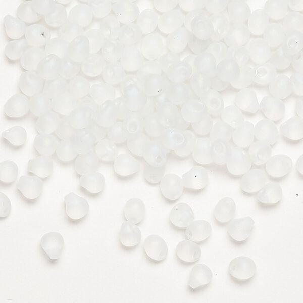 Seed bead, Miyuki, glass, pkg/250g, 4x3.4mm fringe, translucent matte rainbow clear (DP-131FR). image number 0