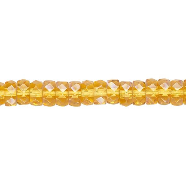 Bead, Czech fire-polished glass, honey AB, 6x3mm faceted rondelle. Sold per 15-1/2" to 16" strand. image number 0
