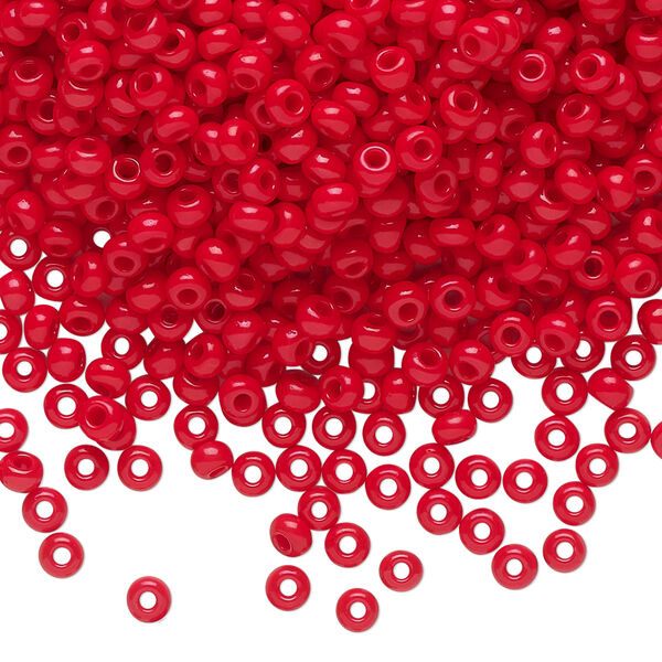 Seed bead, Preciosa Ornela Czech glass, pkg/500g, #8 rocaille, opaque red, (93190). image number 0