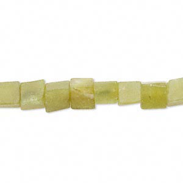 Olive new "jade" 1pkg1, cube bead natural 15.5-16 inch 6x5mm-7x7mm image number 0