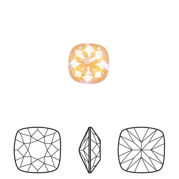 Fancy stone 2pk crystal peach DeLite, Crystal Passions® 10mm cushion 4470 image number 0