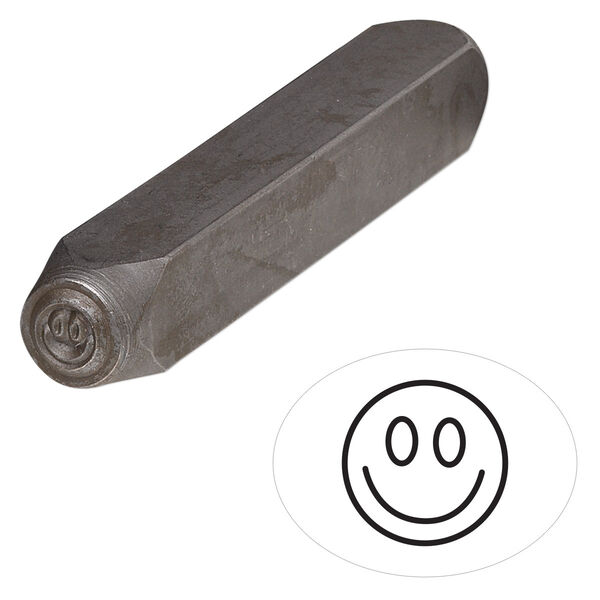 Stamp punch, tempered chrome vanadium steel, 6mm smiley face, 2-3/4 x 3/8 inches. Sold individually. image number 0